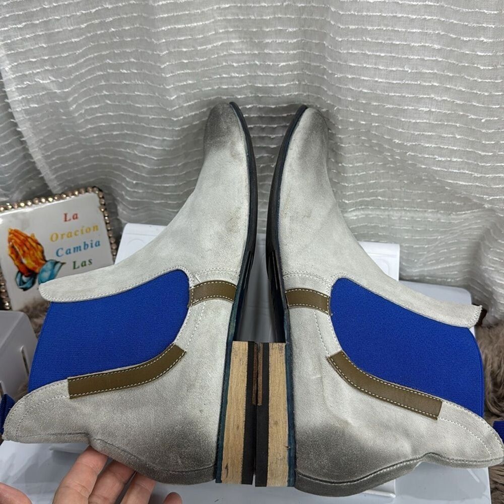 (R2) GIANFRANCO LATTANZI Men's high-end grey leather slip-on ankle boots S.12US - Picture 8 of 13